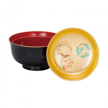 まえじゅう漆器 松竹梅 雑煮椀 黒 4T-516