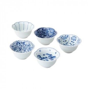 西海陶器 藍文様 花型小付揃 31000
