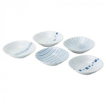 西海陶器 染付幾何紋 楕円皿揃(M) 31063