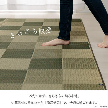 ブロック い草ラグ 191×191cm ライトグレー 1050970303604