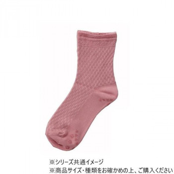 神戸生絲　婦人ゴムなし柄すべり止めソックス(格子)22-24cm  3335  ローズ