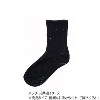 神戸生絲　婦人ゴムなし柄すべり止めソックス(ドット)22-24cm  3336  ブラック