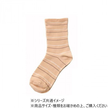 神戸生絲　婦人ゴムなし柄すべり止めソックス(ボーダー)22-24cm  3337  ベージュ