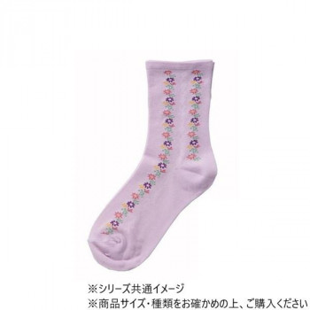 神戸生絲　婦人ゴムなし柄すべり止めソックス(タテ花)22-24cm  3338  ラベンダー