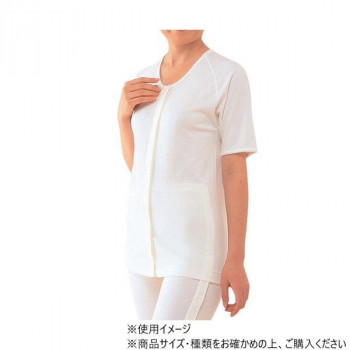 神戸生絲　婦人ひば/前開き5分袖(マジック式)フライスLL  HV204  ワンタッチ肌着　オフ白