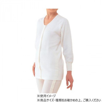 神戸生絲　婦人キルト/前開き長袖(ホック式)L  BM2F   保温肌着　オフ白