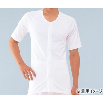 神戸生絲　紳士前開き半袖(マジック式)M  MU210  ワンタッチ肌着    白