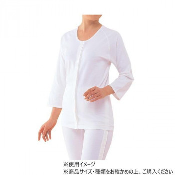 神戸生絲　婦人前開き7分袖スリーマー(マジック式)L  MU340  ワンタッチ肌着    白