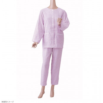 神戸生絲　婦人楽らくガーゼパジャマ(春夏用・長袖)L  No.901  パープル  花柄