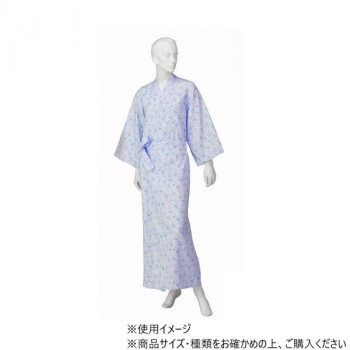 神戸生絲　婦人カラーガーゼねまき(ラグラン袖)M  NE69  サックス