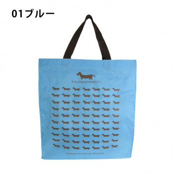 優美社　3L13-01　WHOLLY （ウォーリー） プリント角型手提げ大  ブルー