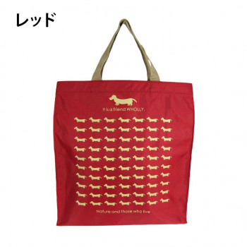優美社　3L13-01　WHOLLY （ウォーリー） プリント角型手提げ大  レッド