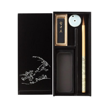 あかしや 大人の書道セット 越前塗 黒(小)/鳥獣戯画 AR-08SC