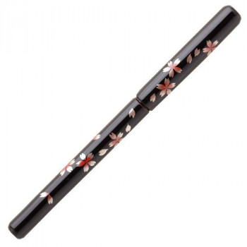 あかしや 筆ペン 越前塗 蒔絵筆ペン 舞桜 黒 漆塗 UK15E-04