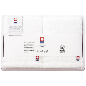 ふわリッチ 無撚糸フェイスタオル2枚セット(ホワイト) IMF-240W 2074-021