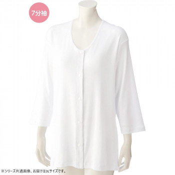 ケアファッション 7分袖大寸ホックシャツ(婦人) ホワイト 3L 3811505