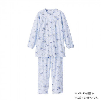 ケアファッション ワンタッチパジャマ(婦人) サックス M 8926611