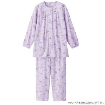 ケアファッション ワンタッチパジャマ(婦人) パープル L 8926622