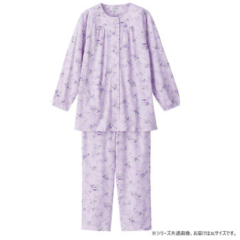 ケアファッション ワンタッチパジャマ(婦人) パープル 3L 8926625