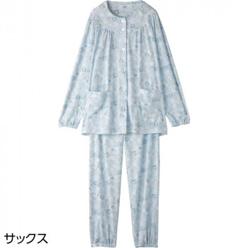 ケアファッション ワンタッチパジャマ(婦人) サックス M 9798011