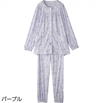ケアファッション ワンタッチパジャマ(婦人) パープル L 9798022