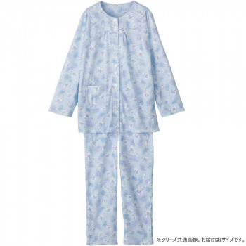 ケアファッション ワンタッチテープ+腰開きパジャマ(婦人) サックス L 9809202