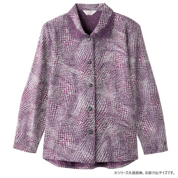 ケアファッション ワンタッチテープ後ろ長めブラウス(婦人) 赤パープル L 82058212