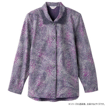 ケアファッション ワンタッチテープ後ろ長めブラウス(婦人) 青パープル L 82058222
