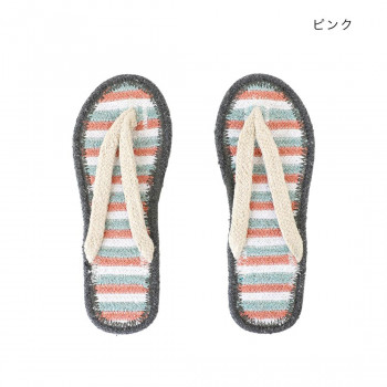 リサイクルコットンサンダル S ボーダー ピンク 14223546079