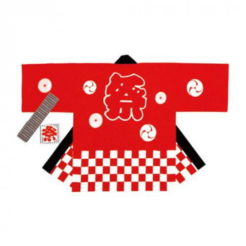 タカ印 祭袢天 市松赤 大人 L 40-3117