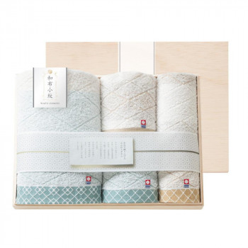 和布小紋（modern） バスタオル・フェイスタオル2P・ウォッシュタオル(国産木箱入) KWFK-050K
