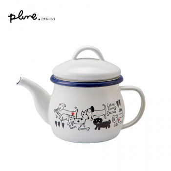 豊琺瑯 Plune プルーン　ホーローティーポット・「モノトーンドッグ」 PTP-604