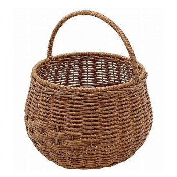 ジョルジア　PE柳ガーデンバスケット　ワンハンドルラウンドポット　BR　74235