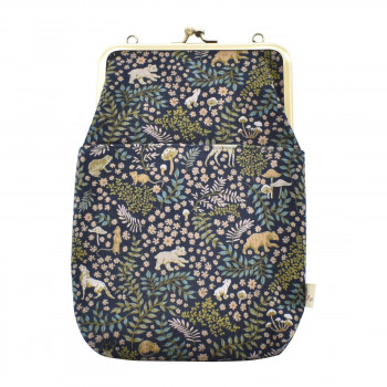 Ripple×LIBERTY がま口2WAY ショルダーバッグ 森と動物 ネイビー GA29-LI003