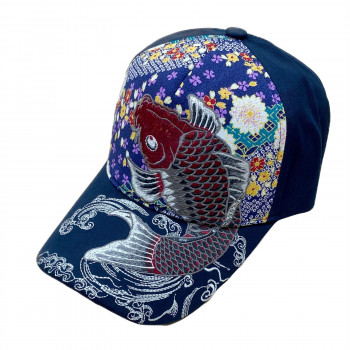 大西賢製販 Ripple 刺繍綿キャップ 紅鯉 紺 H27-SC08