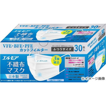 エルモア 不織布マスク 普通 30枚 501-910102-00