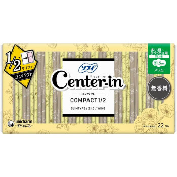 センターイン コンパクト1/2 無香料 多い昼～ふつうの日用 羽つき 22枚入 ×1個 500-460412-00