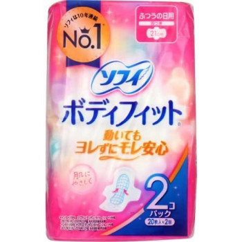 ソフィ ボディフィット 羽つき ふつうの日用 21cm 20枚入×2個 ×1個 500-346561-00