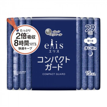 エリス コンパクトガード 29cm 羽つき 多い夜用 15枚入 ×1個 505-890105-00