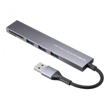 サンワサプライ USB 5Gbps 3ポートスリムハブ(カードリーダー付き) USB A接続 USB-3HC320MS