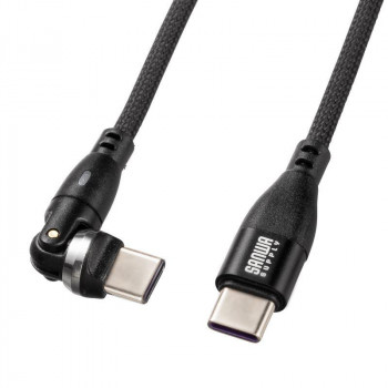 サンワサプライ USB2.0 Type-Cコネクタ540度回転ケーブル(PD100W) 1m KU-CCP100KA10BK