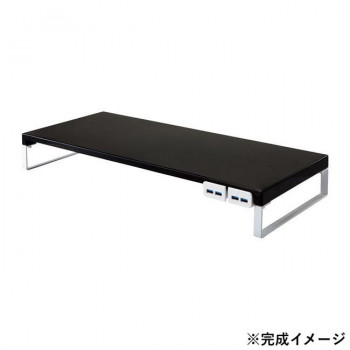 LIHIT LAB.(リヒトラブ)　机上台　幅590mm　USB3.0ハブ付　黒　A-7334-24
