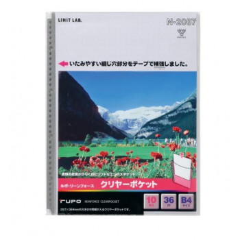 LIHIT LAB.(リヒトラブ)　クリヤーポケット　ルポ・リーンフォース　B4　S型(タテ型)　グレー　N-2007
