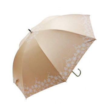 藤田屋 雨晴兼用婦人長傘 58cm 刺繍レース風 オレンジ UB-2461(FT)