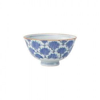 西海陶器 花弁 茶碗 青