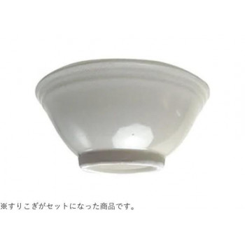 元重製陶所 国産 石見焼 すり鉢 4.5号 直径13.5cm　(すべり止め付)　6号すりこぎセット 色（白マット）