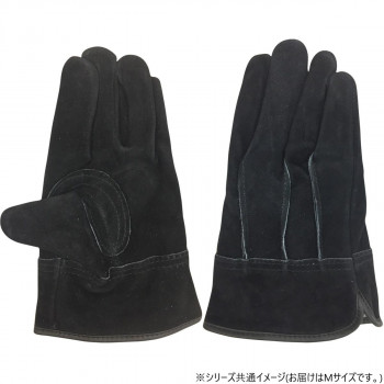 小野商事 エース 牛床革手袋 オイル加工 外縫い 内綿 黒王 Mサイズ AG4811