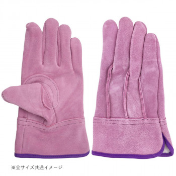 小野商事 エース 現場系女子 牛床革手袋 オイル 外縫い 内綿 ピンク 女性用Mサイズ AG2551