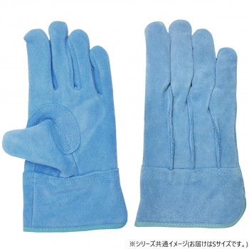 小野商事 エース 現場系女子 牛床革手袋 オイル 外縫い 内綿 ブルー 女性用Sサイズ AG2554