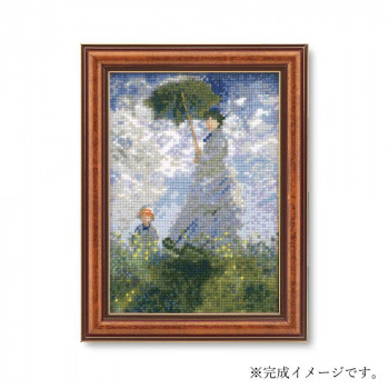 クロス・ステッチキット ART GALLERY ミニフレームコレクション 「日傘を刺す女」モネ 7585